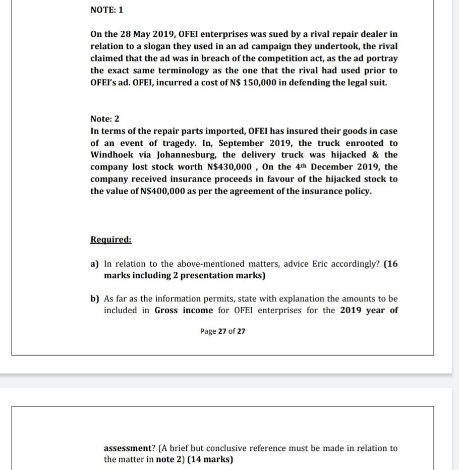 NOTE: 1On the 28 May 2019, OFEI enterprises was sued by a rival repair dealer inrelation to a slogan they used in an ad cam