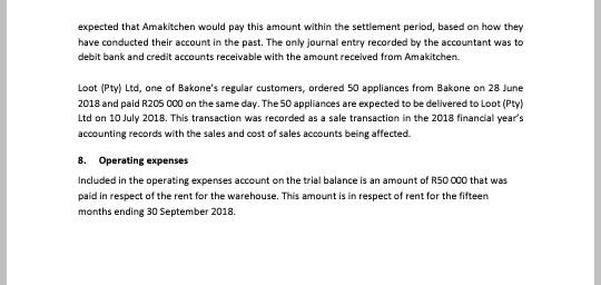 expected that Amakitchen would pay this amount within the settlement period, based on how they have conducted their account i