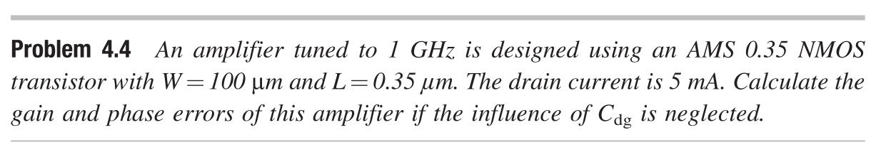 Problem 4.4 An amplifier tuned to 1 GHz is designed using an