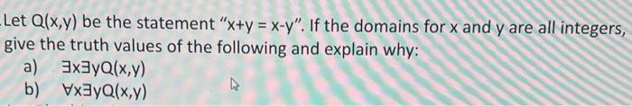 Let Q(x,y) be the statement 