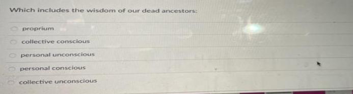 Which includes the wisdom of our dead ancestors: 00000 proprium collective conscious