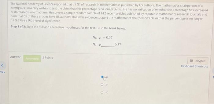 The National Academy of Sdence reported that 37 is of research in mathematics is published by us authors. The mathematics cha