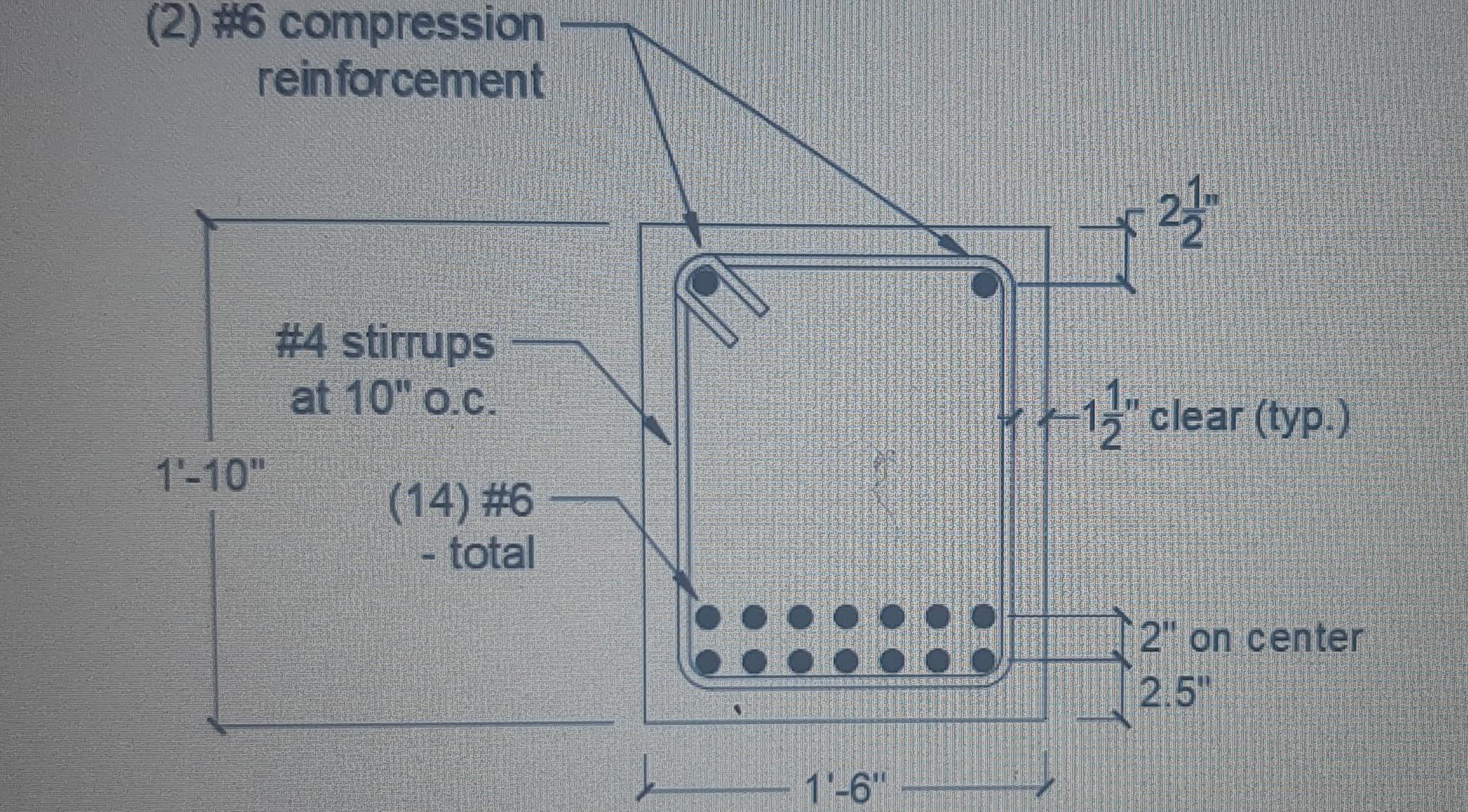 (2) #6 compression reinforcement 1'-10