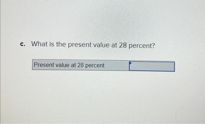 c. What is the present value at 28 percent?