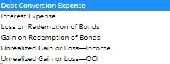 Debt Conversion Expense Interest Expense Loss on Redemption of Bonds Gain on Redemption of Bonds Unrealized Gain or Loss-Inco