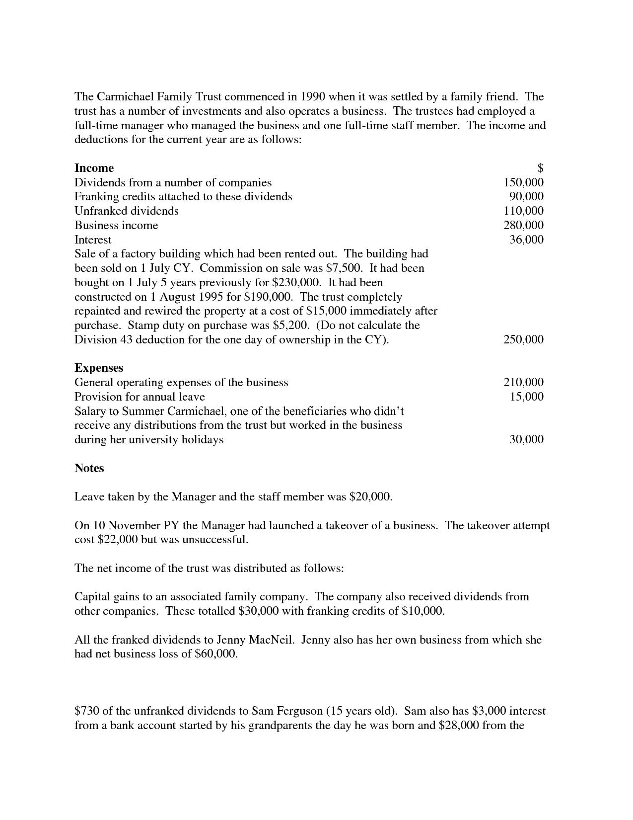 The Carmichael Family Trust commenced in 1990 when it was settled by a family friend. The trust has a number