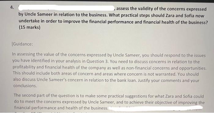 4. assess the validity of the concerns expressed by Uncle Sameer in relation to the business. What practical steps should Zar