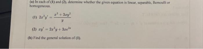 y + 3x) y' = xy - 3y. a) y + 3