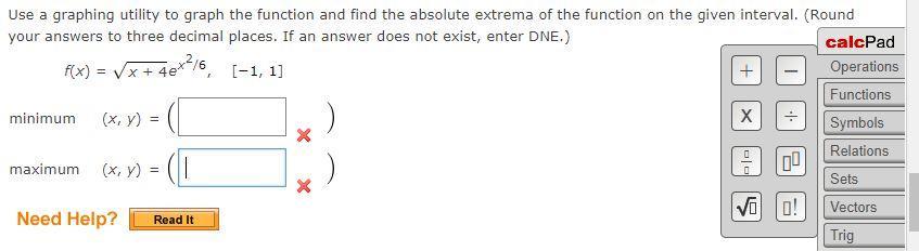 Use a graphing utility to graph the function and find the absolute