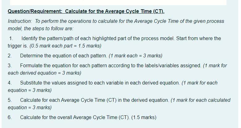 Question/Requirement: Calculate for the Average Cycle Time (CT). Instruction: To perform the operations to calculate for the