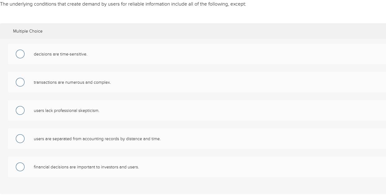 The underlying conditions that create demand by users for reliable information include