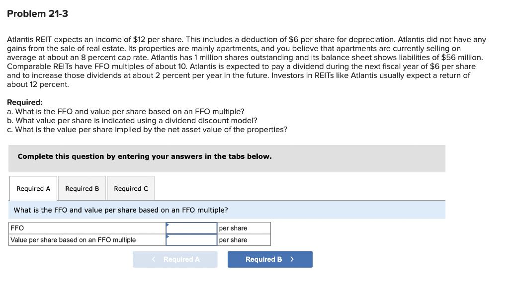 Atlantis REIT expects an income of ( $ 12 ) per share. This includes a deduction of ( $ 6 ) per share for depreciation.