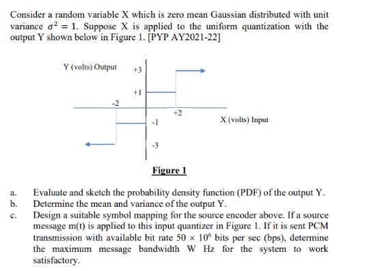 Consider a random variable X which is zero mean Gaussian distributed with unit variance o = 1. Suppose X is