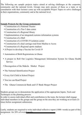 The following are sample projects topics aimed at solving challenges at the corporate community and the