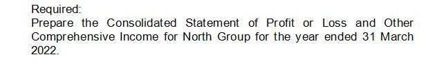 Required: Prepare the Consolidated Statement of Profit or Loss and Other Comprehensive Income for North Group for the year en