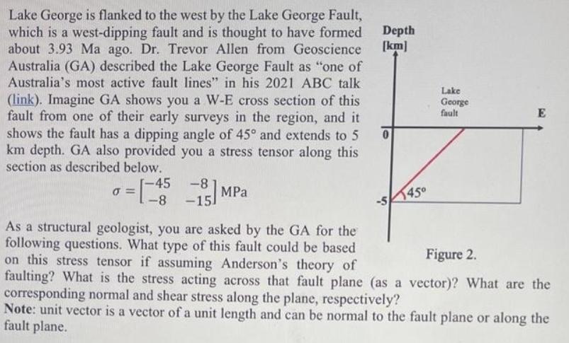 [km] Lake George is flanked to the west by the Lake George Fault, which is a west-dipping fault and is