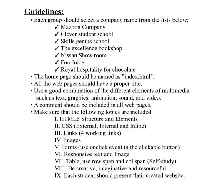 skills throughout the course - Introduction to Web Technology. The required tool