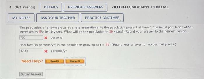 4. [0/1 Points] DETAILS MY NOTES ASK YOUR TEACHER PREVIOUS ANSWERS Need