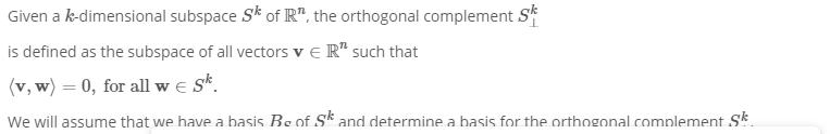 Given a k-dimensional subspace Sk of R