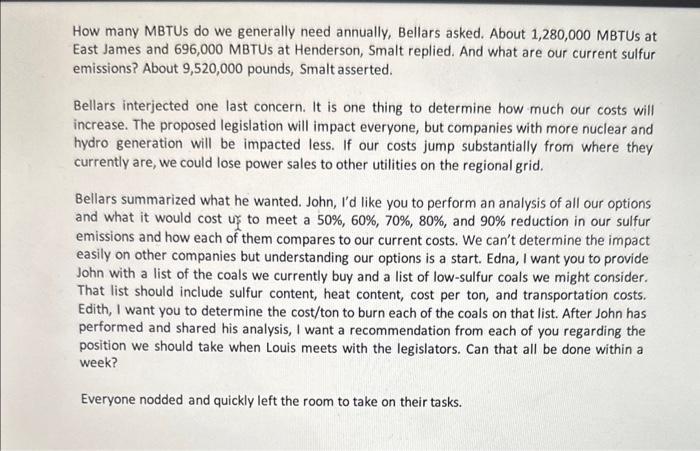 How many MBTUs do we generally need annually, Bellars asked. About 1,280,000 MBTUs at East James and 696,000 MBTUs at Henders