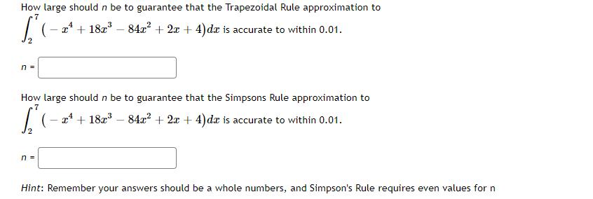 How large should n be to guarantee that the Trapezoidal Rule approximation