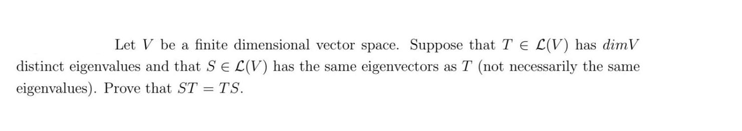 Let V be a finite dimensional vector space. Suppose that TE L(V)