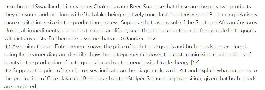 Lesotho and Swaziland citizens enjoy Chakalaka and Beer. Suppose that these are