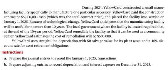 During 2024, Yellow Card constructed a small manu- facturing facility specifically to manufacture one