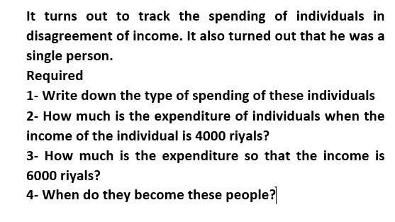 It turns out to track the spending of individuals in disagreement of income. It also turned out that he was a single person.