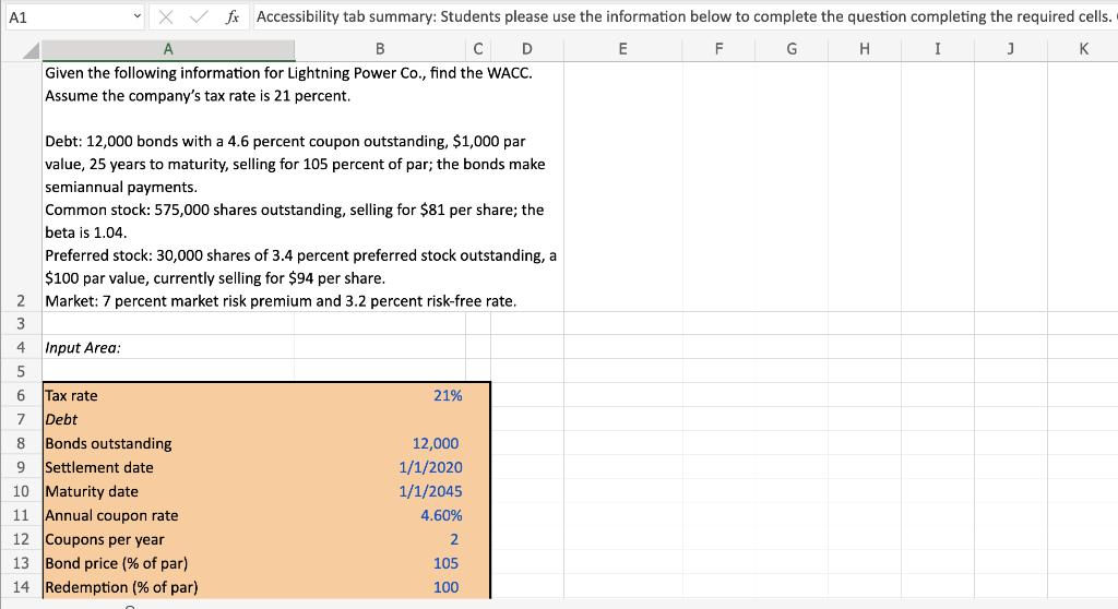 A 1 ( f_{x} ) Accessibility tab summary: Students please use the information below to complete the question completing the
