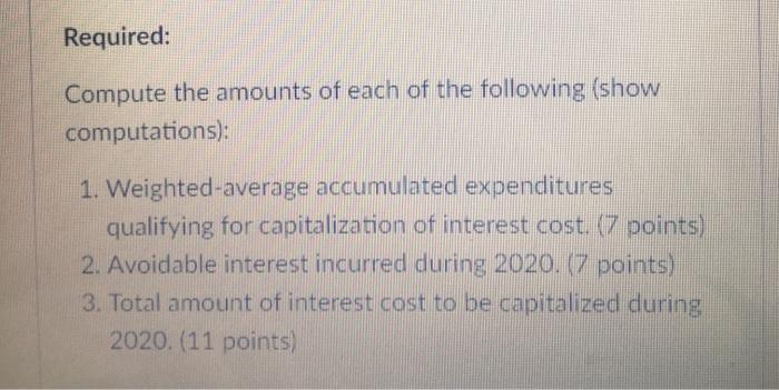 Required: Compute the amounts of each of the following (show computations): 1. Weighted-average accumulated