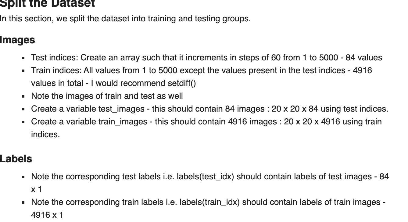 In this section, we split the dataset into training and testing groups. Images - Test indices: Create an array such that it i