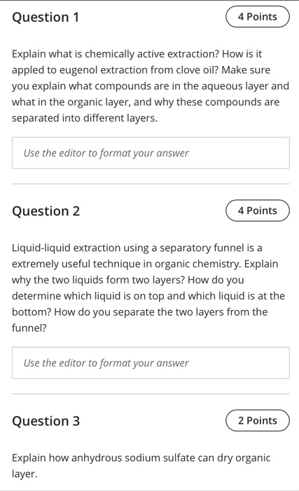 Question 1 Explain what is chemically active extraction? How is it appled