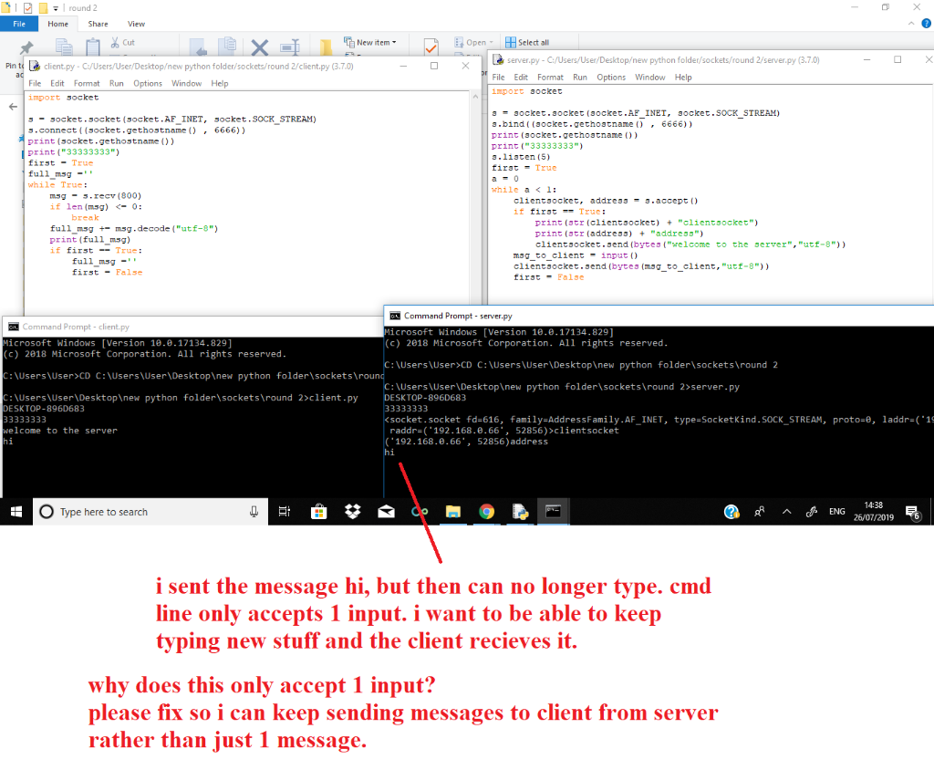 File Home round 2 Share XI Pin to client.py - C:/Users/User/Desktop/new python