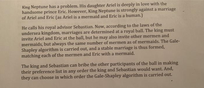 King Neptune has a problem. His daughter Ariel is deeply in love