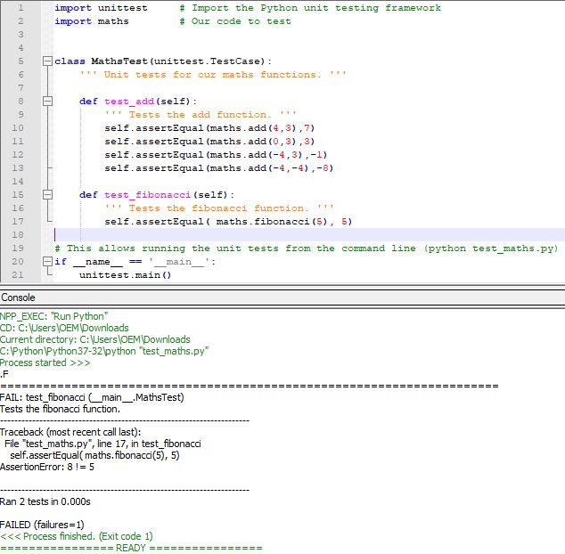 two files: maths.py and test_maths.py 2. Complete the add test in test_maths.py