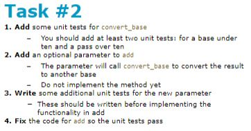 This should test that two numbers are successfully added together 3. Complete
