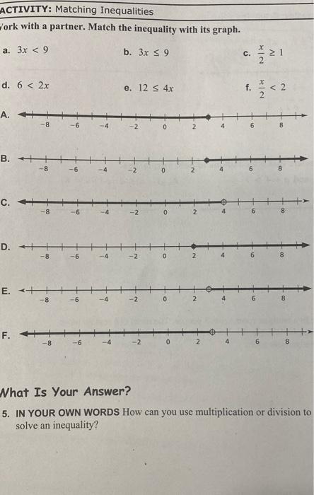 inequality? 2 1 ACTIVITY: Writing an Inequality Work with a partner. A