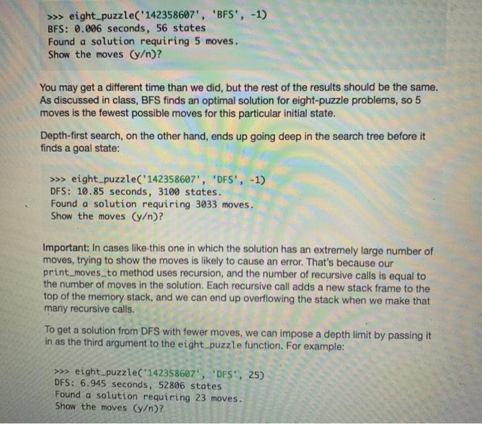 depth (i.e., the smallest number of moves from the initial state). This