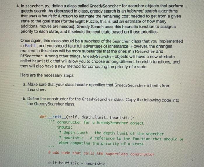 class should be a subclass of the Searcher class that you implemented