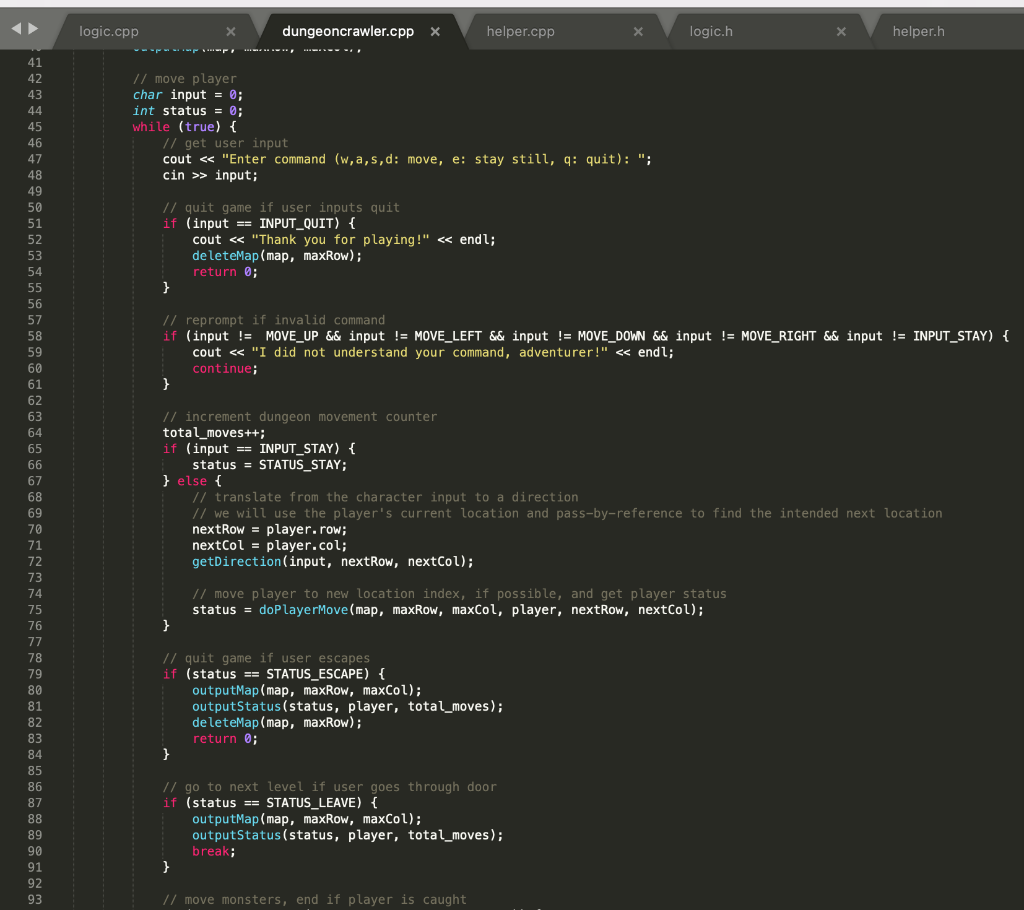 levels of dungeon. b. Tile Status Constants: these constants hold values for