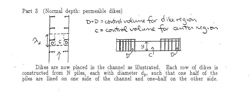 Part 3 (Normal depth: permeable dikes) D+D = control volume for dikevegion c= control volume for cantar region ad 低。 Dikes ar