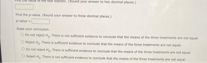 Find the p-value. (Round your answer to three decimal places.)p-value =State your conclusion.Do not reject ( mathrm{H}_{