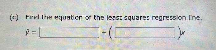 (c) Find the equation of the least squares regression line.[hat{y}=]