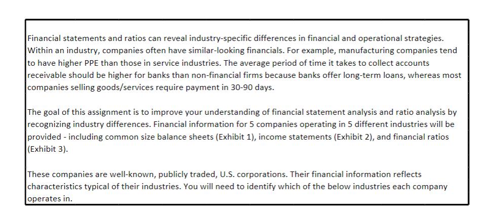 Financial statements and ratios can reveal industry-specific differences in financial and operational strategies. Within an i