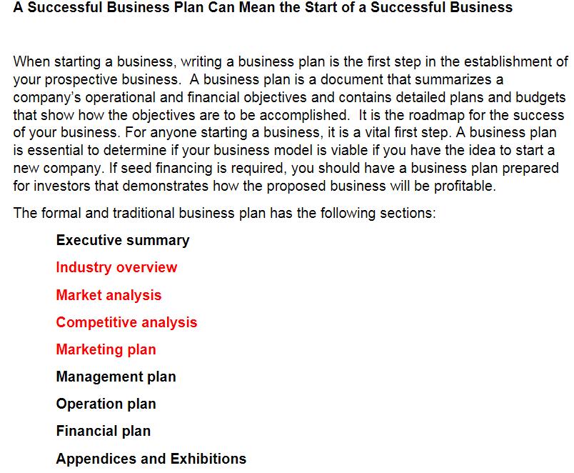 A Successful Business Plan Can Mean the Start of a Successful BusinessWhen starting a business, writing a business plan is t