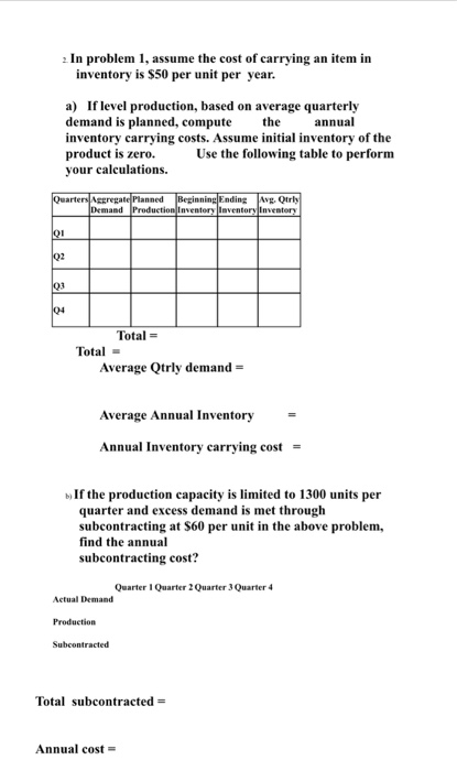 is given below: Quarters: Demand: 8:09 PM texsu.blackboard.com Each unit of product