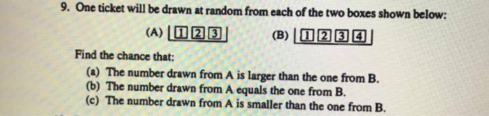 9. One ticket will be drawn at random from each of the