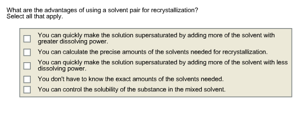 What are the advantages of using a solvent pair for recrystallization? Select