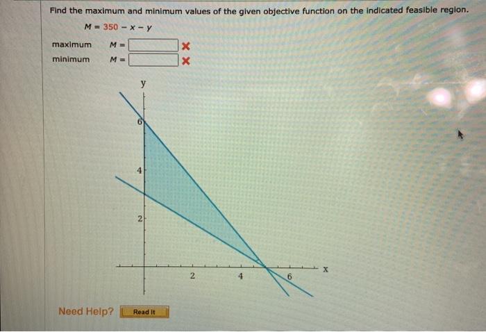 the indicated feasible region. N = -x+ 2 y + 40 maximum